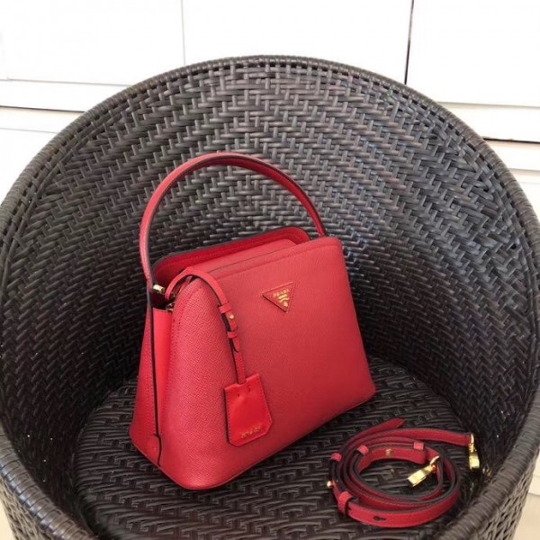 Prada Matinee Mini Bag In Red Saffiano Leather High