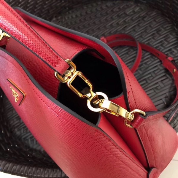 Prada Matinee Mini Bag In Red Saffiano Leather High