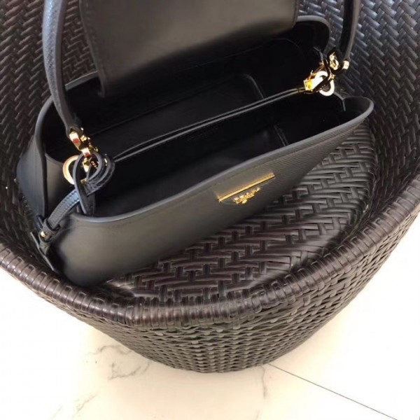 Prada Matinee Mini Bag In Black Saffiano Leather High