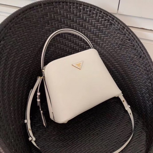 Prada Matinee Mini Bag In White Saffiano Leather High