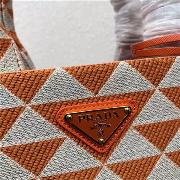 Prada Small Symbole embroidered fabric handbag 1BA354 Orange High