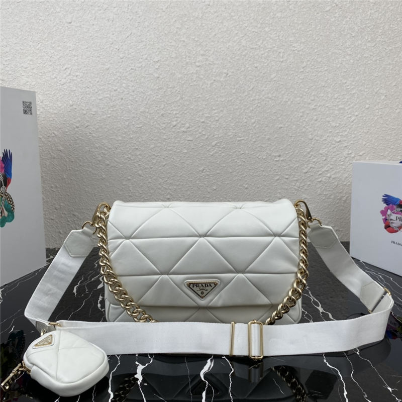 Prada System 28cm nappa leather patchwork bag White High