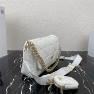 Prada System 28cm nappa leather patchwork bag White High