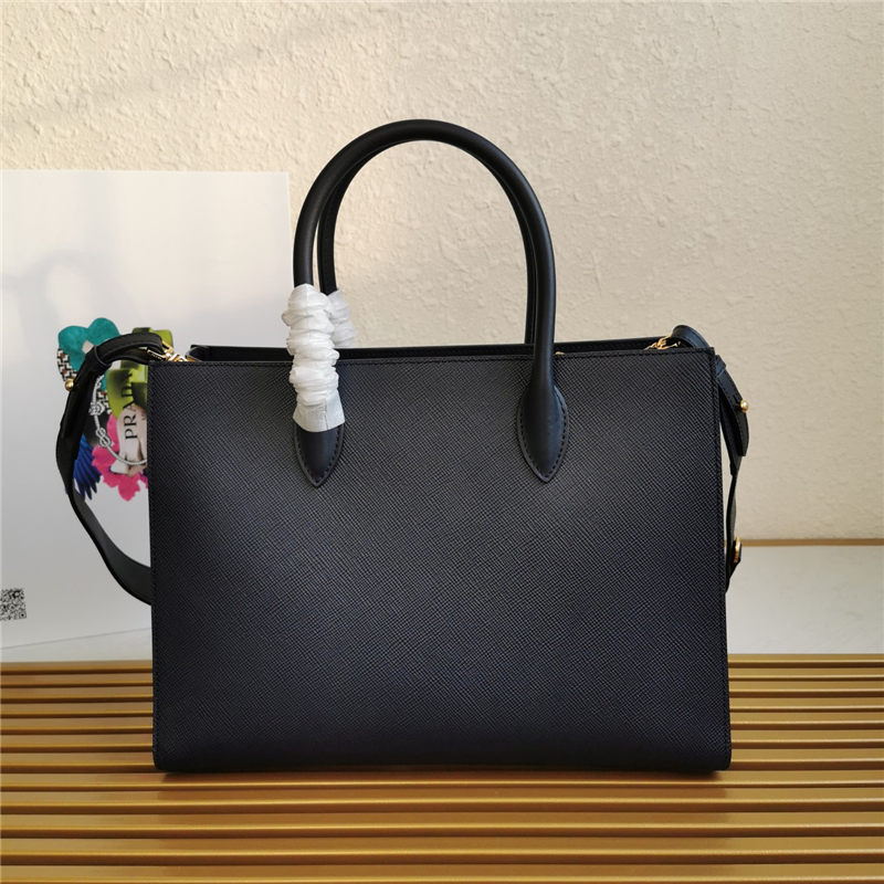 Prada Large Saffiano Leather Handbag Tote Black-II High