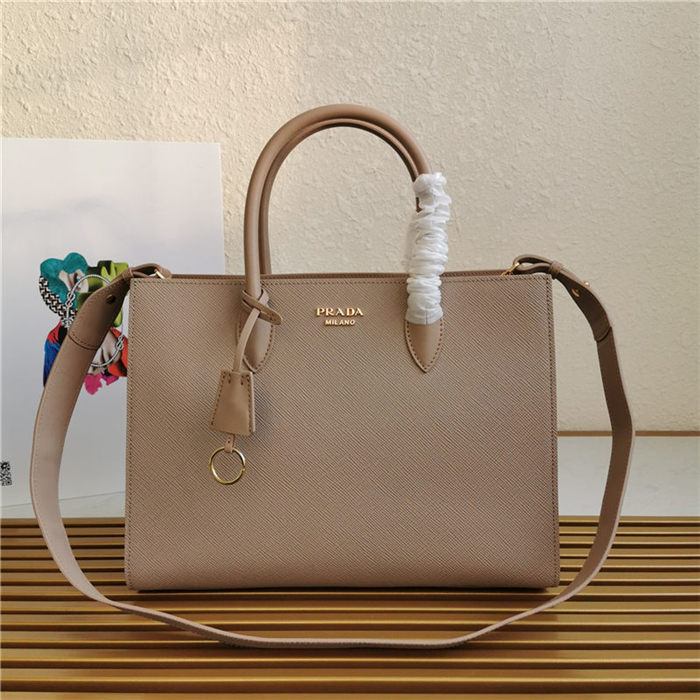 Prada Large Saffiano Leather Handbag Tote Taupe High