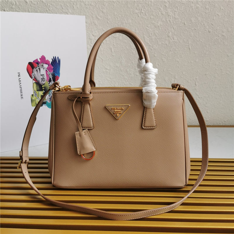 Prada Medium Galleria Bag In Saffiano Leather Beige High