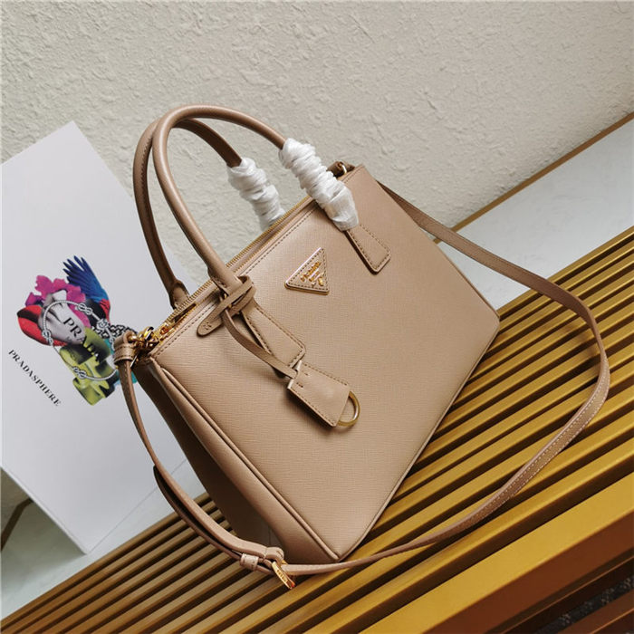 Prada Medium Galleria Bag In Saffiano Leather Beige High