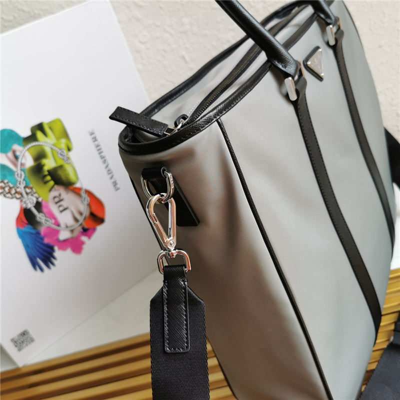 Prada Nylon Tote Bag Grey High