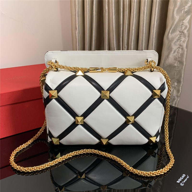 Valentino GARAVANI ROMAN STUD NAPPA CHAIN BAG Black/White High