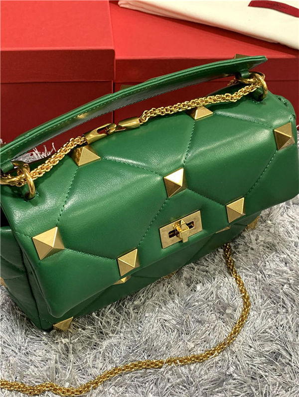 Valentino GARAVANI ROMAN STUD NAPPA CHAIN BAG Green High