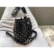 Valentino Mini Spike Bucket Bag Black High