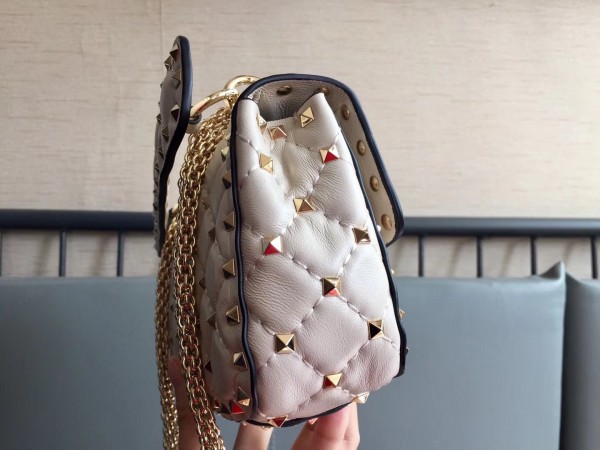 Valentino Spike Small Bag Lambskin White High