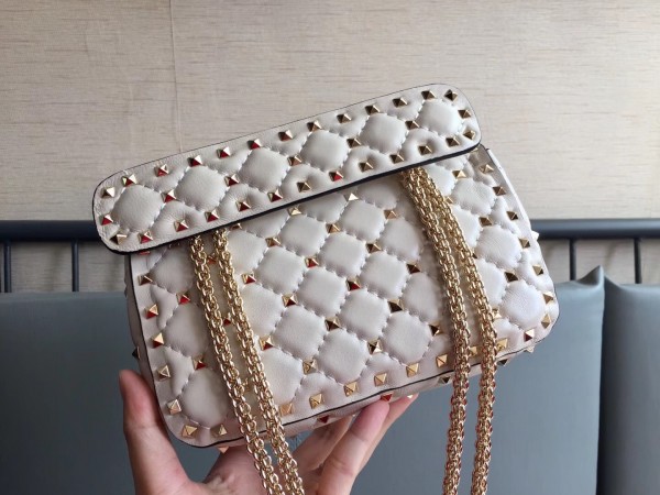 Valentino Spike Small Bag Lambskin White High