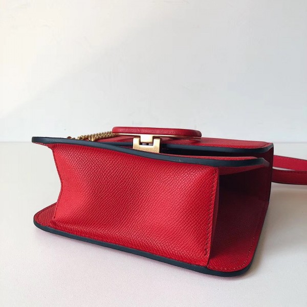 Valentino Small Vsling Shoulder Bag In Red Grainy Leather High