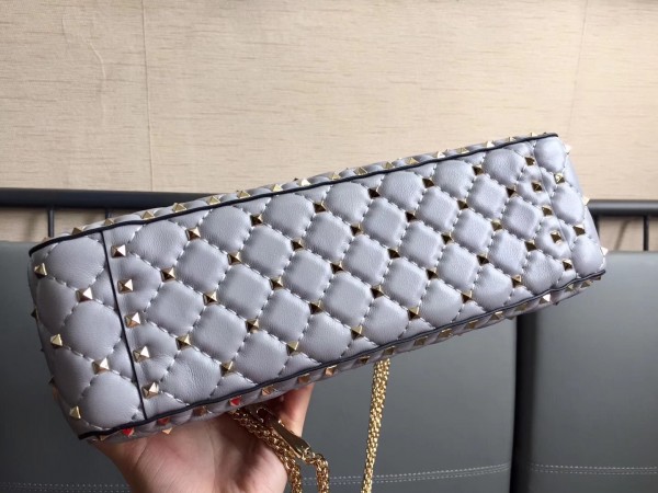 Valentino Large Spike Bag Lambskin In Pale Blue High