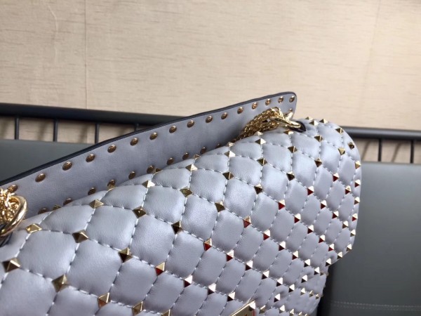 Valentino Large Spike Bag Lambskin In Pale Blue High