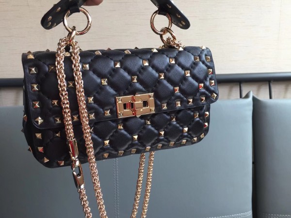 Valentino Spike Small Bag Lambskin Black High