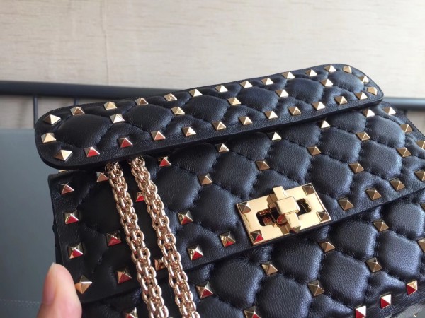 Valentino Spike Small Bag Lambskin Black High