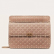 Valentino Large Spike Bag Nappa Leather In Poudre High