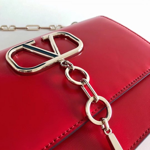 Valentino Vcase Small Chain Bag In Red Calfskin High