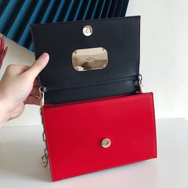 Valentino Vcase Small Chain Bag In Red Calfskin High