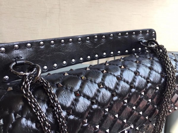 Valentino Large Spike Bag Crinkled Lambskin High