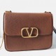 Valentino Vsling Large Shoulder Bag In Brown Grained Calfskin High