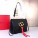 Valentino Garavani Black Medium VRing Shoulder Bag High