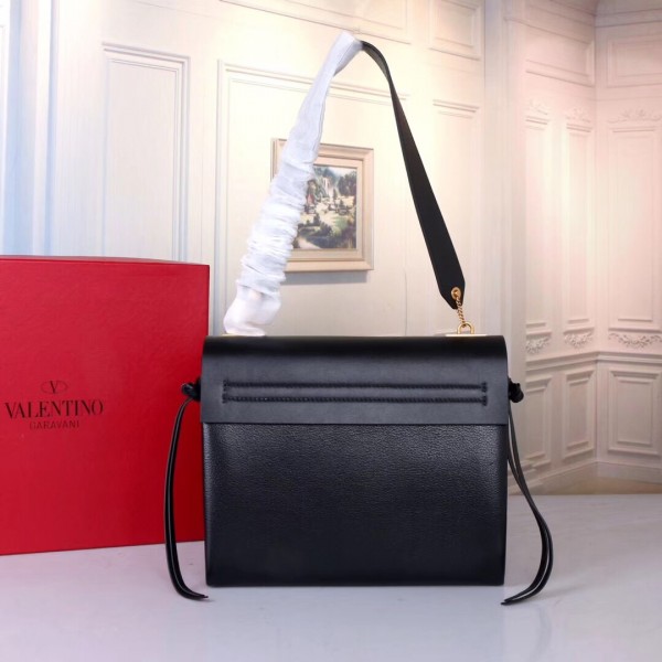 Valentino Garavani Black Medium VRing Shoulder Bag High