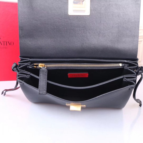 Valentino Garavani Black Medium VRing Shoulder Bag High