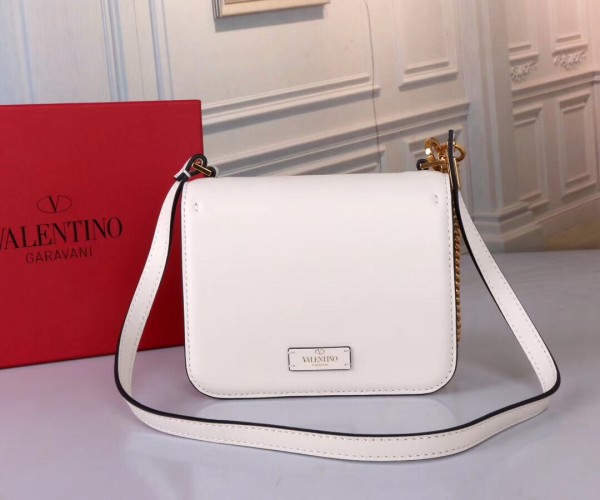 Valentino Small Vsling Shoulder Bag In White Calfskin High