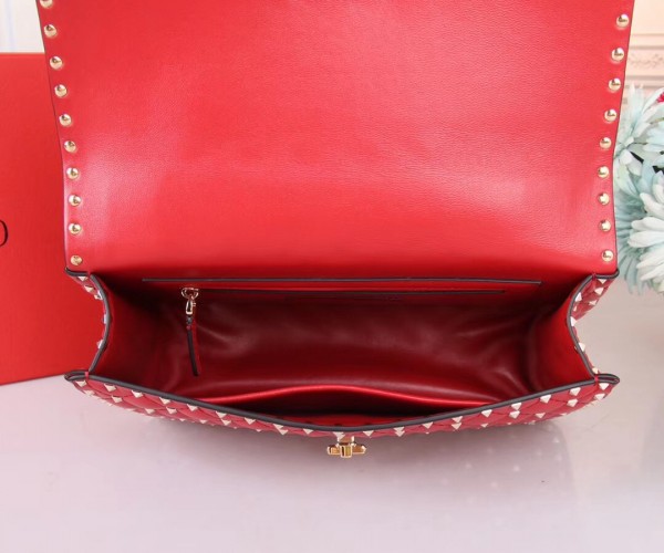 Valentino Large Free Spike Chain Bag Red High