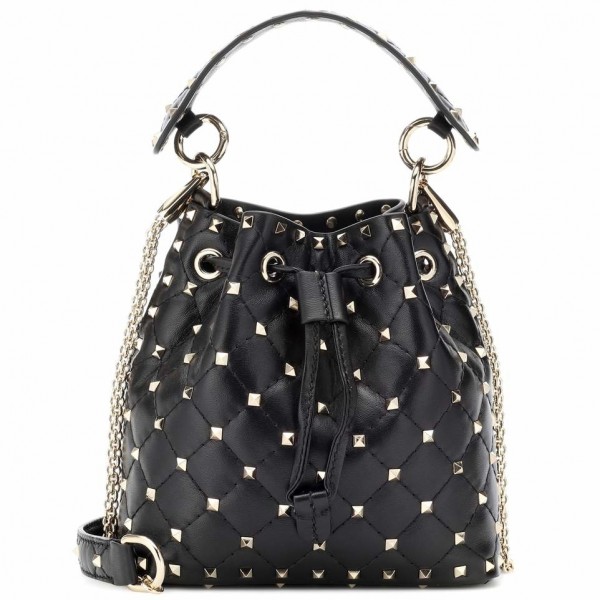 Valentino Small Spike Bucket Bag Noir High