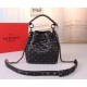 Valentino Small Spike Bucket Bag Black High