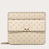 Valentino Spike Medium Bag Lambskin White High