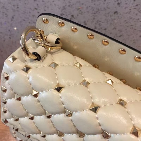 Valentino Spike Medium Bag Lambskin White High