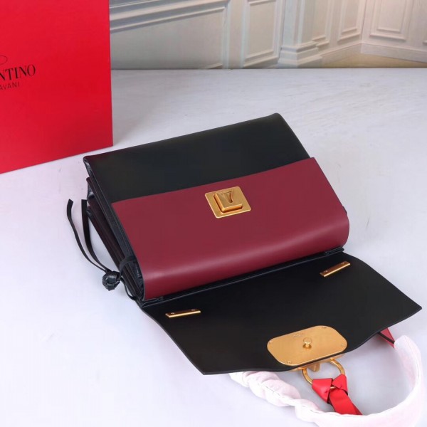 Valentino Garavani Red/Black Medium VRing Shoulder Bag High