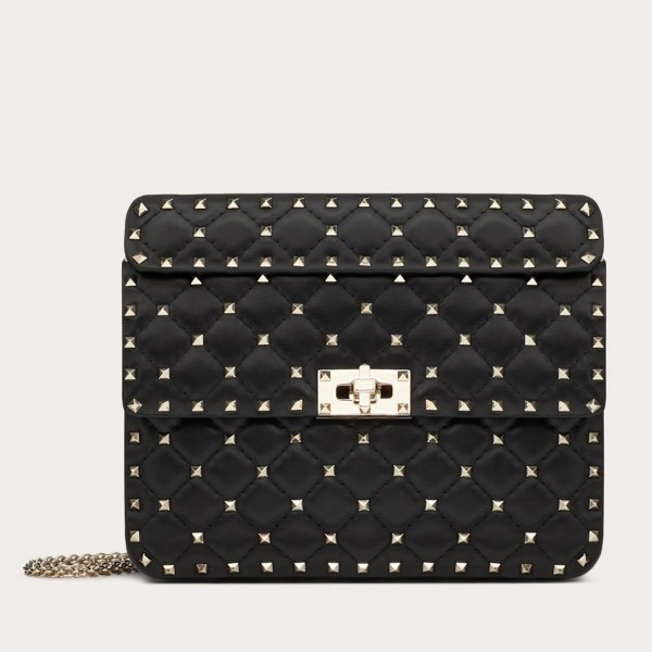 Valentino Spike Medium Bag Lambskin Black High