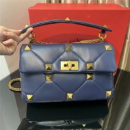 Valentino GARAVANI ROMAN STUD NAPPA CHAIN BAG Dark Blue High