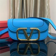 Valentino Supervee Crossbody Bag In Blue Leather High