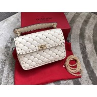 Valentino Spike Medium Bag Lambskin White High