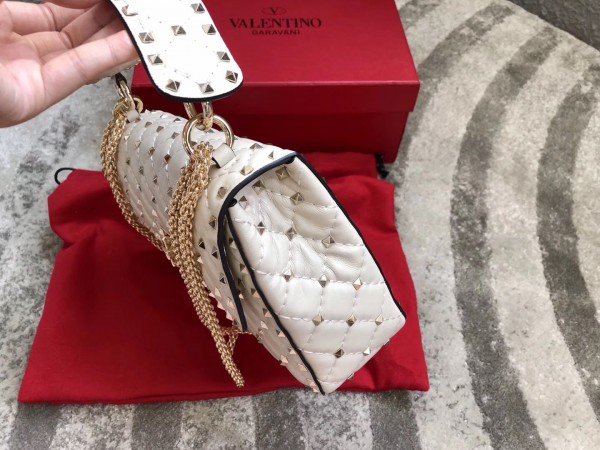 Valentino Spike Medium Bag Lambskin White High