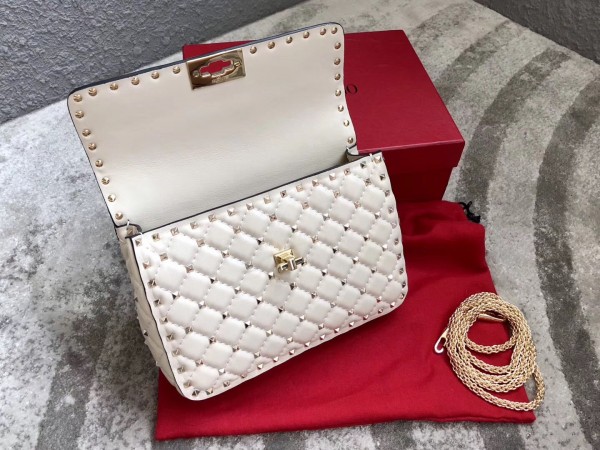 Valentino Spike Medium Bag Lambskin White High