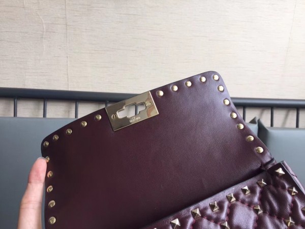 Valentino Spike Small Bag Lambskin Bordeaux High