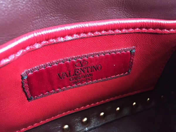 Valentino Spike Small Bag Lambskin Bordeaux High