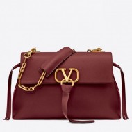 Valentino Medium VRing Chain Bag In Bordeaux Grainy Calfskin High