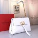 Valentino Medium VRing Chain Bag In White Grainy Calfskin High