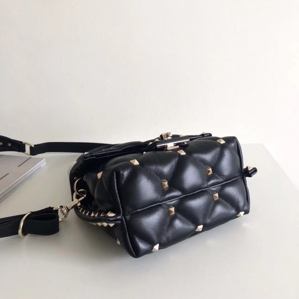 Valentino Candystud Mini Handbag In Black Lambskin High