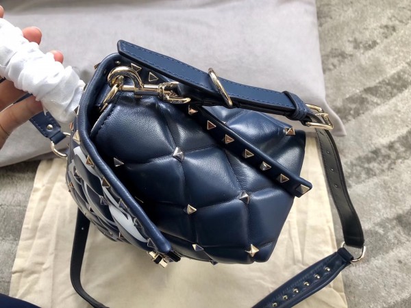 Valentino Garavani Quilted Candystud Bag Blue VLTN High