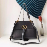 Valentino Small Vring Handbag In Black Buffalo Leather High